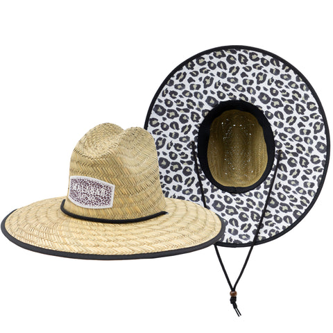 Leopard Print Sun Hat Straw Hat For Beach, Boating, Fishing, Walking, or Hanging By The Pool