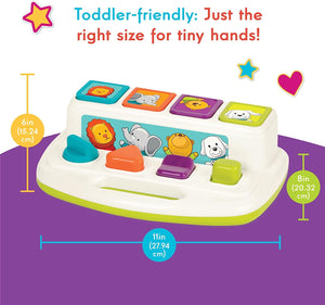 Battat – Cause-and-Effect Toy – Developmental Toy with Buttons & Colors – Color Sorting Animal Toys – for Kids, Toddlers, Babies – 18 Months + – Pop-Up Pals