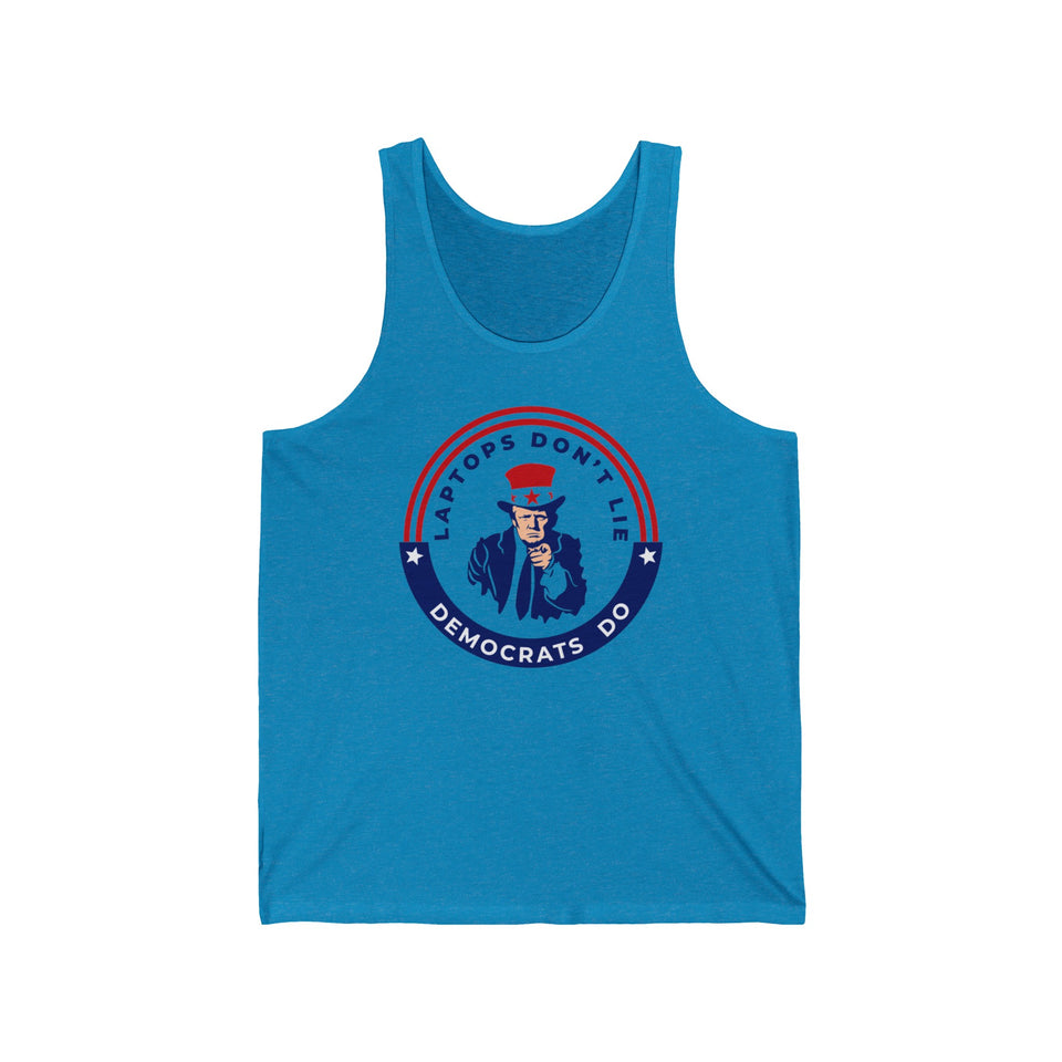 Laptops Don't Lie Democrats Do Unisex Jersey Tank, President Donald Trump Tee, American Presidential Election Shirt, Political shirt