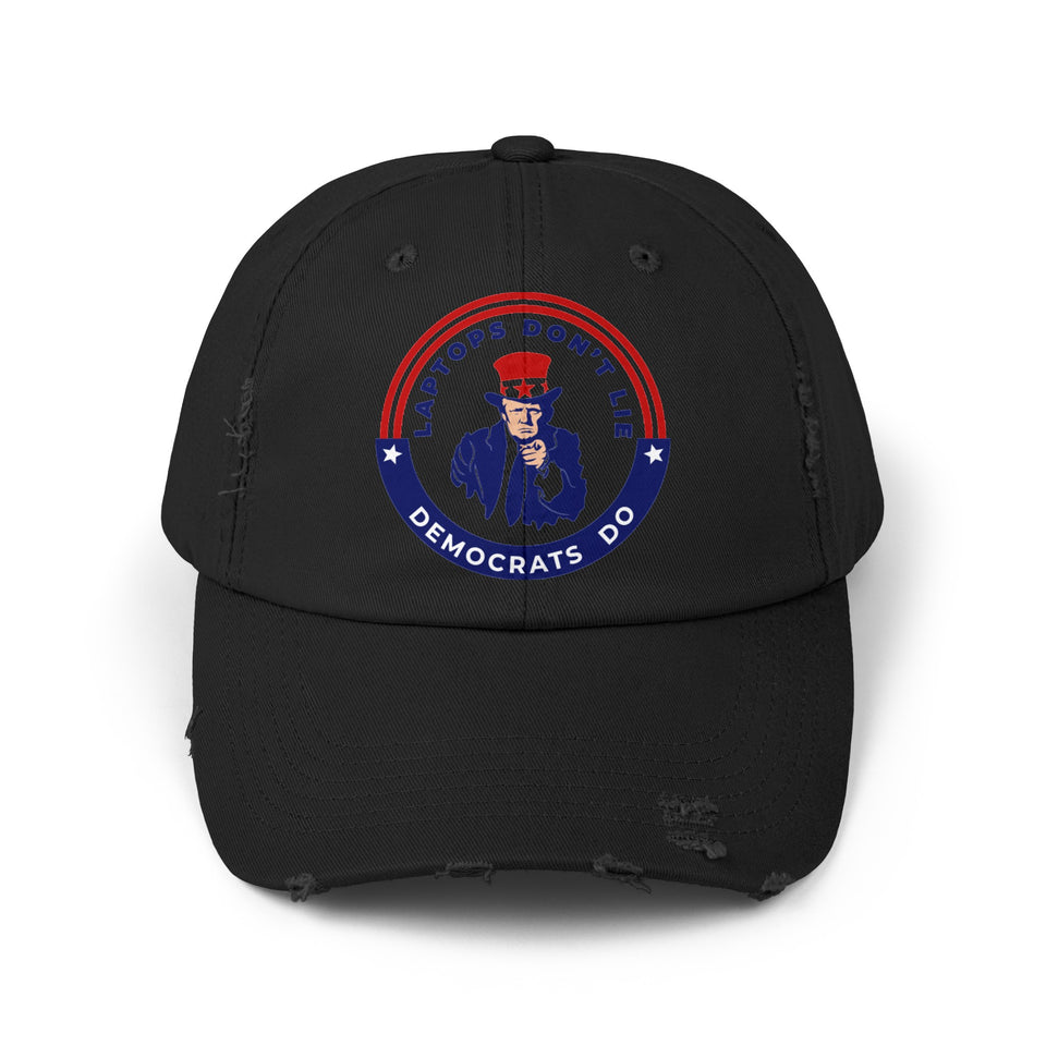 Laptops Don't Lie Democrats Do Unisex Distressed Caps, Donald Trump, Republican Cap, Political Cap, USA Flag Cap, America Cap, Election