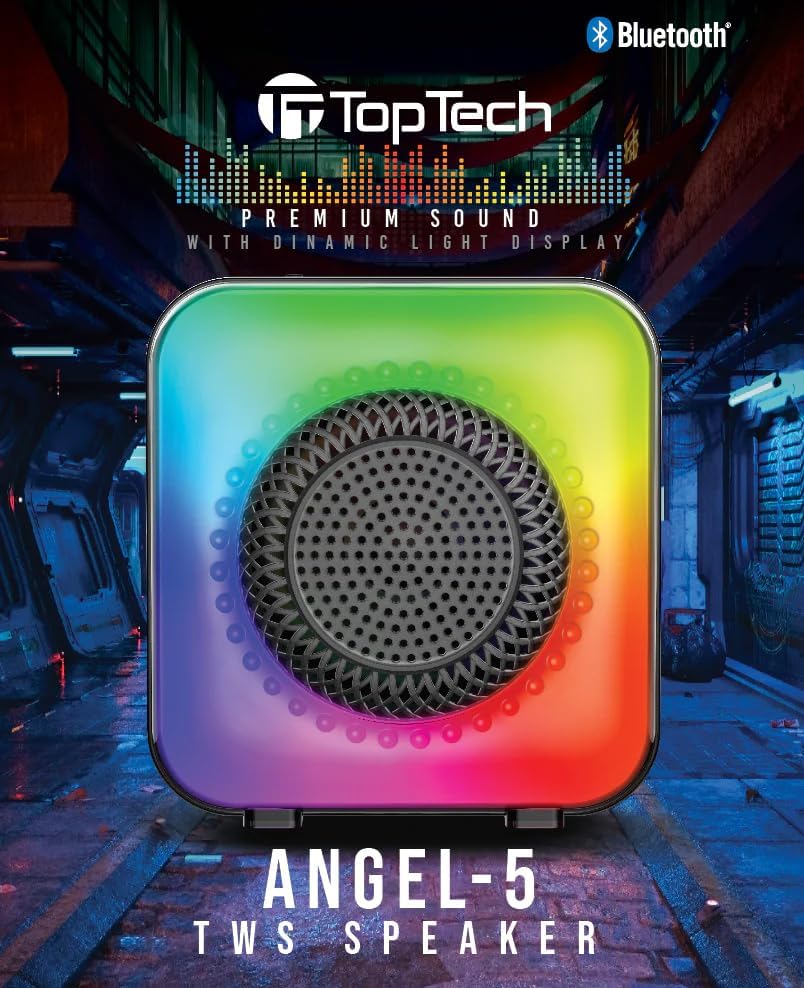 KC Republic Top Tech Audio Angel-5 Bluetooth Portable Speaker 4'' Woof ...