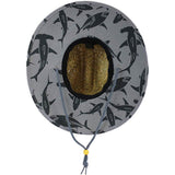 Shark Kids Fabric Pattern Print Straw Children's Sunhat, Boy & Girl, Ages 3+, Lifeguard Hat, Beach, Swim, Cruise, Paddle Board, Boat, Fishing, Fits All, Malabar Hat