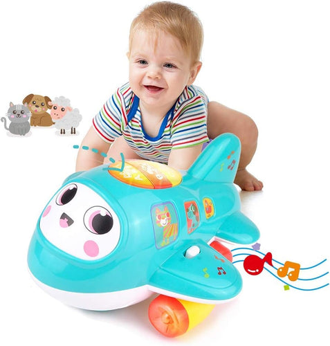 Kidpal Baby Toys for 1 Year Old Boys Girls, Airplane Toy for 12 18 Months Musical Toys Crawling Toys with Smart Wheel Moving, Infant Children Kids Toddler Plane Toy 12＋ Months Baby Einstein Toy