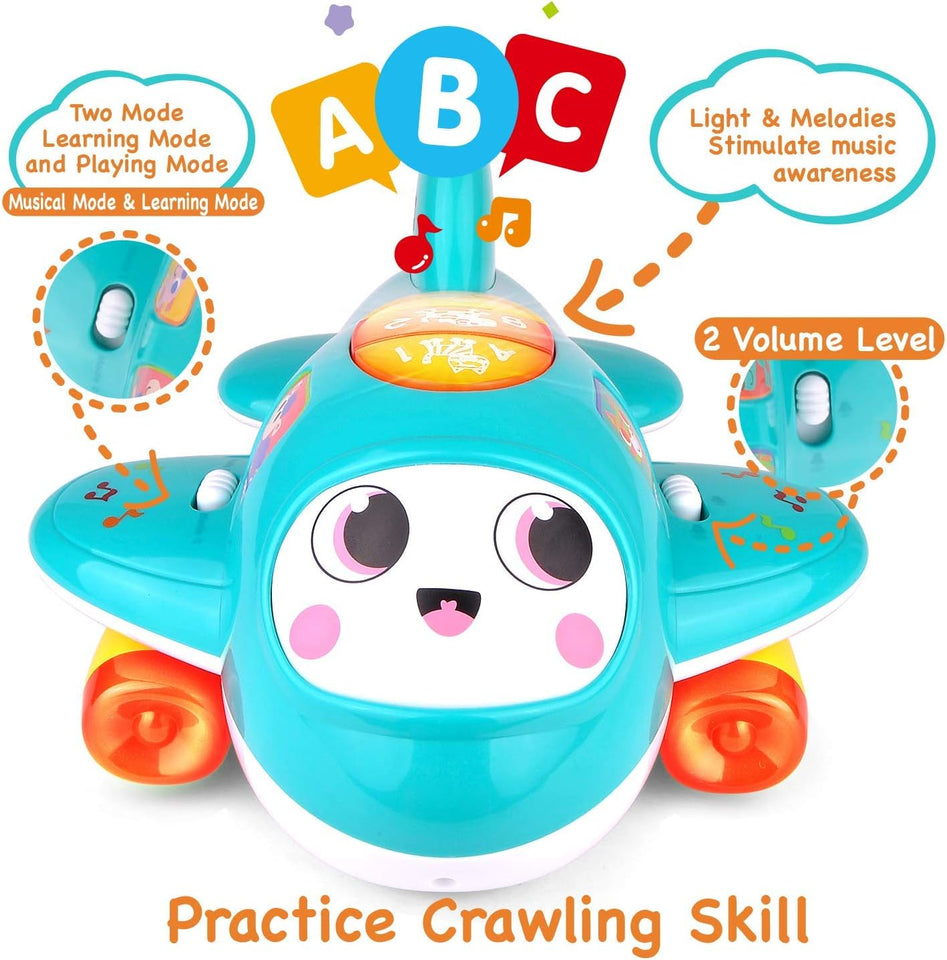 Kidpal Baby Toys for 1 Year Old Boys Girls, Airplane Toy for 12 18 Months Musical Toys Crawling Toys with Smart Wheel Moving, Infant Children Kids Toddler Plane Toy 12＋ Months Baby Einstein Toy
