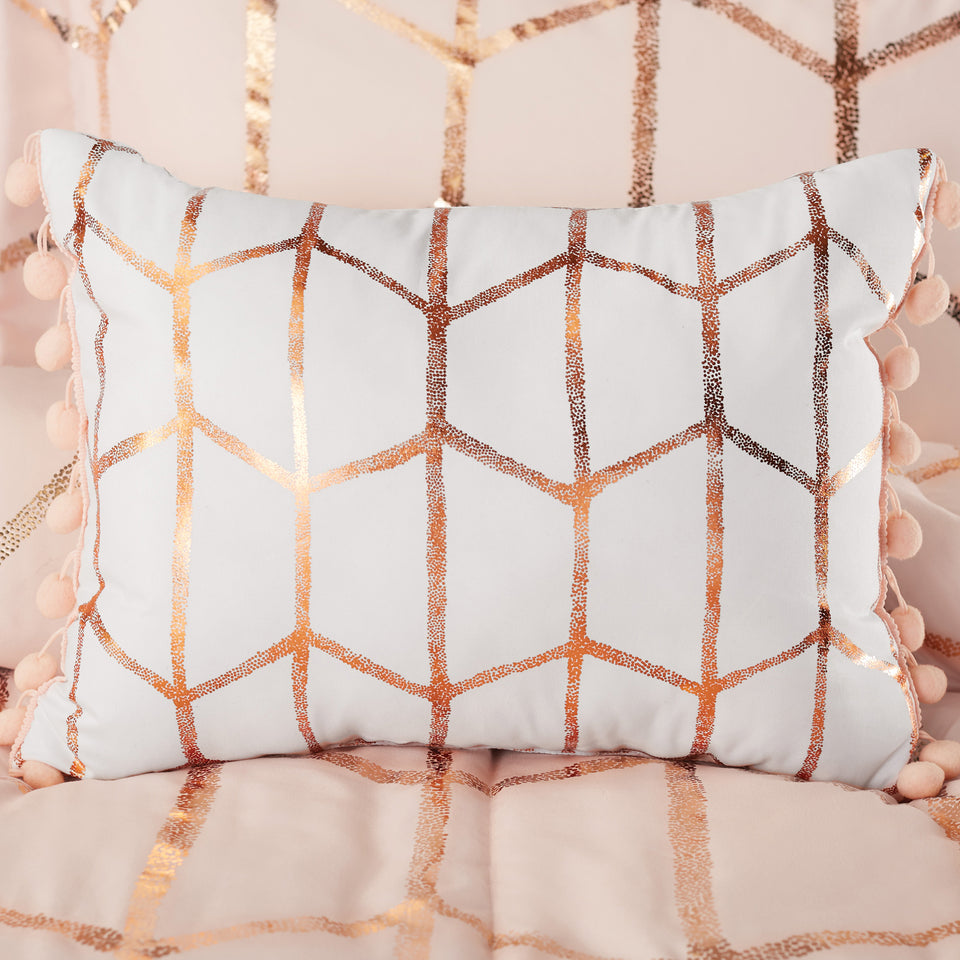 Your Zone Casual Pink Geometric 4 Piece Comforter Set, Full/Queen