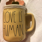 Jumbo 34" Teddy Bear with Rae Dunn "Love Is Human" Yellow Mug – Valentine’s Day Gift Set for Someone Special