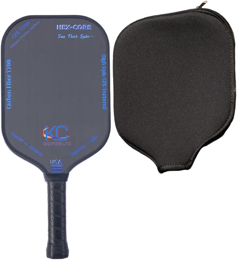 Pickleball Paddles, USAPA Approved Carbon Fiber T700 Frosted, High Spin CFS Textured, Blue Plain Design, Lightweight Graphite Pickle Ball Rackets for Men and Women