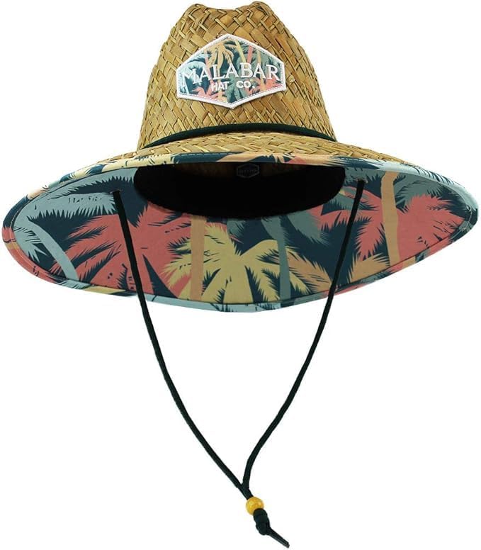 KC Republic Fabric Pattern Print Straw Kids Boys Sunhat, Ages 3+, Lifeguard Hat, Beach, Swim, Fishing, Fits All, Malabar Hat