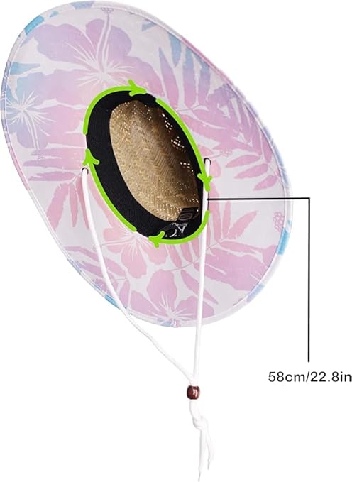 KC Republic Fabric Pattern Print Straw Kids Boys Sunhat, Ages 3+, Lifeguard Hat, Beach, Swim, Fishing, Fits All, Malabar Hat