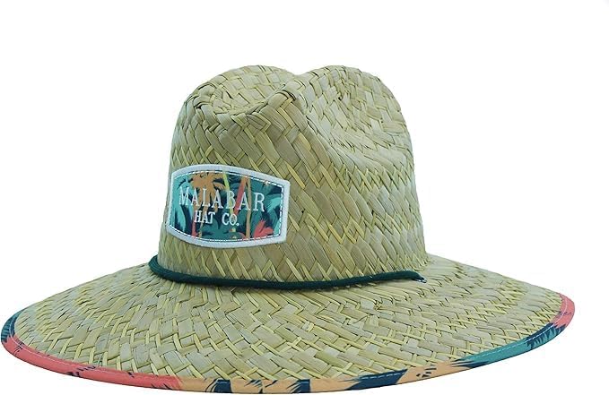 KC Republic Fabric Pattern Print Straw Kids Boys Sunhat, Ages 3+, Lifeguard Hat, Beach, Swim, Fishing, Fits All, Malabar Hat