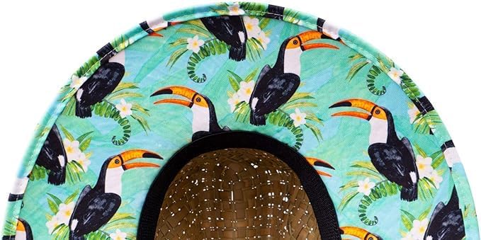 KC Republic Fabric Pattern Print Straw Kids Boys Sunhat, Ages 3+, Lifeguard Hat, Beach, Swim, Fishing, Fits All, Malabar Hat