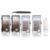 Eyebrow Extensions Kit with 4 Trays of Mink Eyebrows in 2 Dark Brown, 2 Brown, Comes on Mixed Length Trays 5-8 Mm Mix, Eyebrow Extension Glue & Extension Tweezers