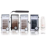 Eyebrow Extensions Kit with 4 Trays of Mink Eyebrows in 2 Dark Brown, Brown, Black, Comes on Mixed Length Trays 5-8 Mm Mix, Eyebrow Extension Glue & Extension Tweezers