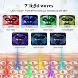 7 Color LED Therapy Face Mask with Pre Therapy and After Therapy Moisturizers, Red Light Silicone Face Mask Skin Care at Home with Eye Protection Cushion