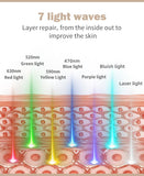7 Color LED Therapy Face Mask with Pre Therapy and After Therapy Moisturizers, Red Light Silicone Face Mask Skin Care at Home with Eye Protection Cushion