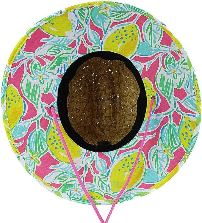 KC Republic Fabric Pattern Print Straw Kids Boys Sunhat, Ages 3+, Lifeguard Hat, Beach, Swim, Fishing, Fits All, Malabar Hat