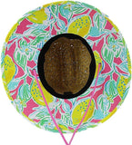 KC Republic Fabric Pattern Print Straw Kids Boys Sunhat, Ages 3+, Lifeguard Hat, Beach, Swim, Fishing, Fits All, Malabar Hat