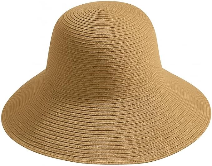 Women’s Wide Brim Sun Hat — Foldable Summer Beach Hat, UV Protection Floppy Straw Hat for Travel, Pool & Outdoor. Beige