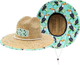 KC Republic Fabric Pattern Print Straw Kids Boys Sunhat, Ages 3+, Lifeguard Hat, Beach, Swim, Fishing, Fits All, Malabar Hat