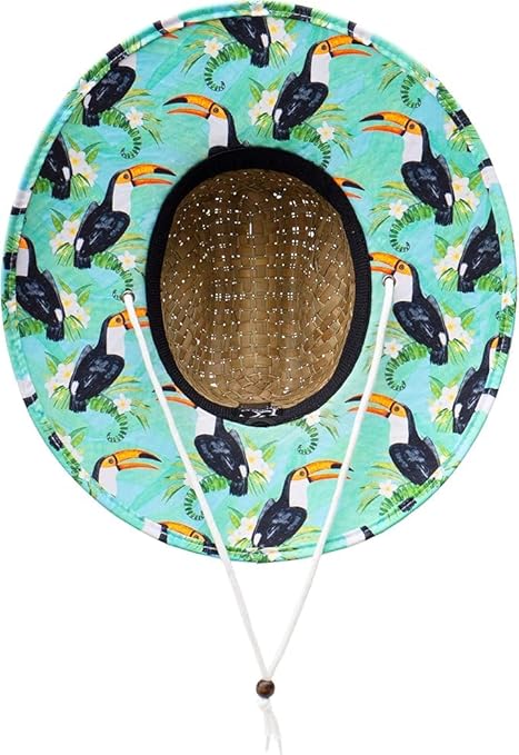 KC Republic Fabric Pattern Print Straw Kids Boys Sunhat, Ages 3+, Lifeguard Hat, Beach, Swim, Fishing, Fits All, Malabar Hat