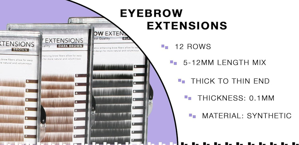 Eyebrow Extensions Kit with 4 Trays of Mink Eyebrows in 2 Dark Brown, 2 Brown, Comes on Mixed Length Trays 5-8 Mm Mix, Eyebrow Extension Glue & Extension Tweezers