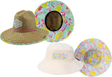 Parent-Child Matching Sun Hat Set – Adult Straw Lifeguard Hat + Kids Reversible Bucket Hat