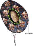Diver Skull Fabric Pattern Print Straw Kids Sunhat, Ages 3+, Lifeguard Hat, Beach, Swim, Cruise, Paddle Board, Boat, Fishing, Fits All, Malabar Hat