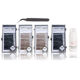 Eyebrow Extensions Kit with 4 Trays of Mink Eyebrows in 2 Dark Brown, 2 Black, Comes on Mixed Length Trays 5-8 Mm Mix, Eyebrow Extension Glue & Extension Tweezers