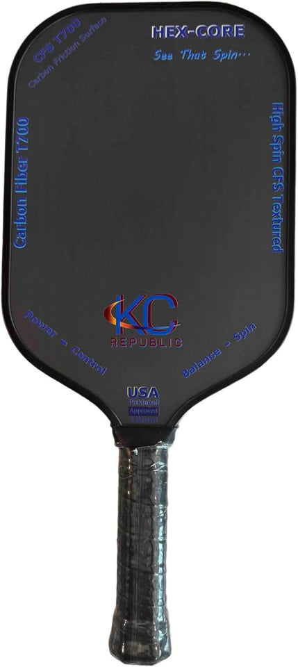 Pickleball Paddles, USAPA Approved Carbon Fiber T700 Frosted, High Spin CFS Textured, Blue Plain Design, Lightweight Graphite Pickle Ball Rackets for Men and Women