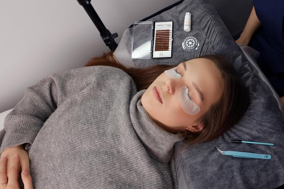Eyebrow Extensions Kit with 4 Trays of Mink Eyebrows in 2 Dark Brown, 2 Brown, Comes on Mixed Length Trays 5-8 Mm Mix, Eyebrow Extension Glue & Extension Tweezers