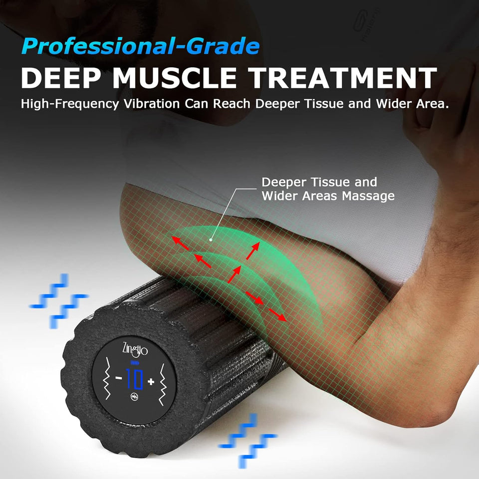 ZINGTTO 17-inch Vibrating Foam Roller for Back. 10 Speeds 4000RPM High Intensity Electric Deep   Tissue Massager Workout Accessories. Extra Long Massager for Muscle Physical Therapy