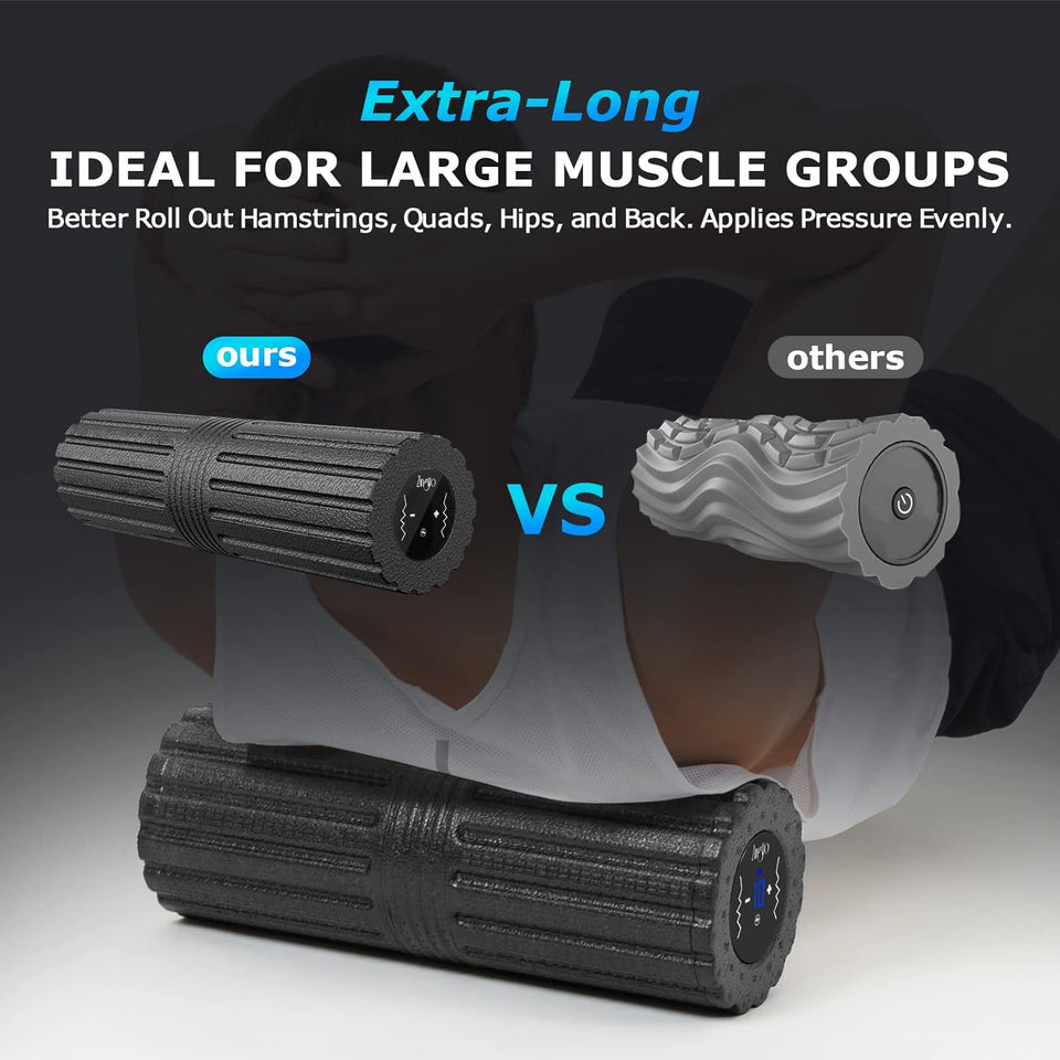 ZINGTTO 17-inch Vibrating Foam Roller for Back. 10 Speeds 4000RPM High Intensity Electric Deep   Tissue Massager Workout Accessories. Extra Long Massager for Muscle Physical Therapy
