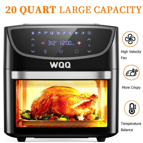 Air Fryer Oven, 20 Quart Large Air Fryer Oven Combo, 1800W Airfryer Toaster Oven, 10 in 1 Multi-Functional Oilless Cooker with 360° Air Circulation / LED Digital Screen / 9 Accessories, ETL Certified
