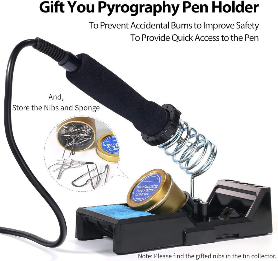 YIHUA 939-II Wood Burning Kit Station Pyrography Pen 250~750℃/482~1382℉ Temperature Adjustable with 20 Wire Nibs, 1 Stable Pen Holder, 2 Stencils, 2 Scrap Wood, 1 S/S Tweezers, and 1 Pliers (Blue)