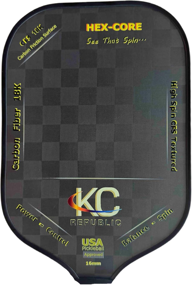 Pickleball Paddle – 18K Carbon Fiber Paddle with Cover, Thermoforming 4-Layer Racket, High Spin CFS Textured, USAPA Approved Lightweight & 16MM Polymer Honeycomb Core