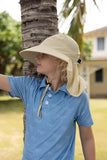 Kids Sun Hat for Boys Girls UPF 50+ UV Toddler Sun Protection with Neck Flap Adjustable Large Brim Beach Fishing Hat for Age 3-12 Off-White