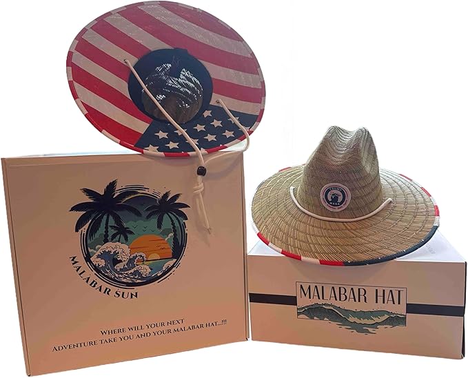 American Flag Fabric Pattern Print Straw Sunhat Men & Women, Lifeguard Hat, Beach, Swim, Cruise, Paddle Board, Boat, Fishing