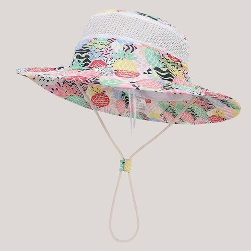 Kids Reversible Bucket Hat with Pineapple Print, for Boys & Girls Packable Fun & Cool Beach UPF 50+ Sun Protection Bucket Hat - Ages 2-13 Years