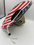 American Flag Fabric Pattern Print Straw Sunhat Men & Women, Lifeguard Hat, Beach, Swim, Cruise, Paddle Board, Boat, Fishing