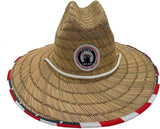 American Flag Fabric Pattern Print Straw Sunhat Men & Women, Lifeguard Hat, Beach, Swim, Cruise, Paddle Board, Boat, Fishing