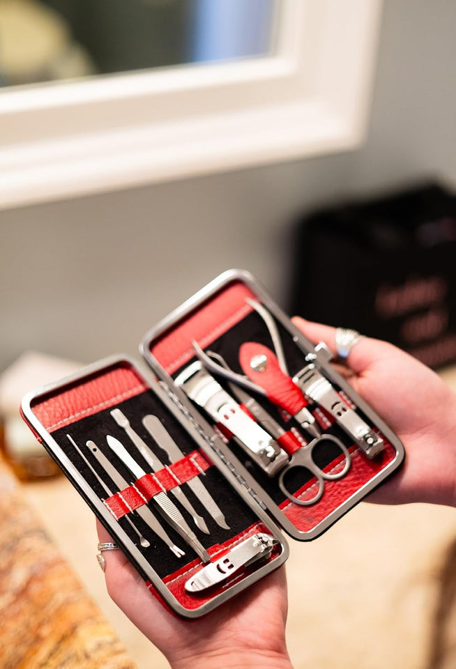 Manicure Pedicure Set Nail Clippers - 10 Piece Stainless Steel Hygiene Kit - Toenail Clippers  with Portable Travel Case Beauty Care Tools