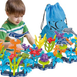 KC Republic 37 Pcs Water Washable Painting & Building Toy Set + 58 pcs Learning STEM Explorers Geomakers for Toddlers and Kids Age 3+ Boys and Girls Stacking Reef Garden Building STEM Toy