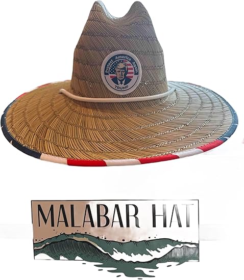 American Flag Fabric Pattern Print Straw Sunhat Men & Women, Lifeguard Hat, Beach, Swim, Cruise, Paddle Board, Boat, Fishing