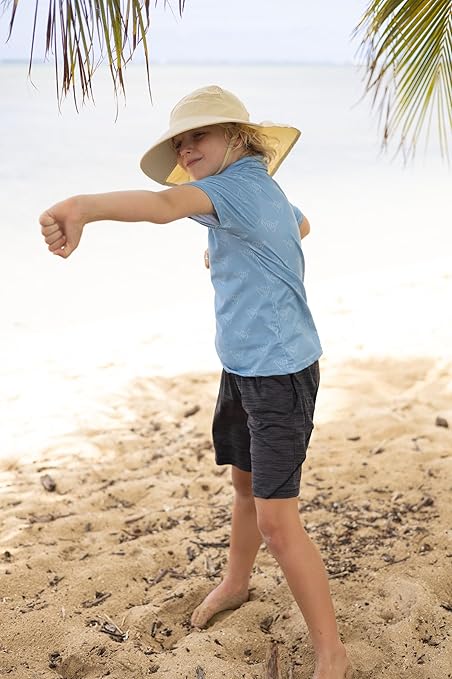 Kids Sun Hat for Boys Girls UPF 50+ UV Toddler Sun Protection with Neck Flap Adjustable Large Brim Beach Fishing Hat for Age 3-12 Off-White