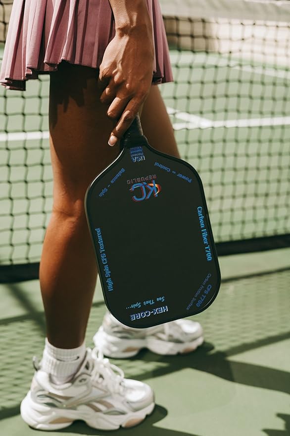 Pickleball Paddles, USAPA Approved Carbon Fiber T700 Frosted, High Spin CFS Textured, Blue Plain Design, Lightweight Graphite Pickle Ball Rackets for Men and Women