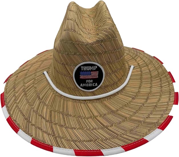 American Flag Fabric Pattern Print Straw Sunhat Men & Women, Lifeguard Hat, Beach, Swim, Cruise, Paddle Board, Boat, Fishing