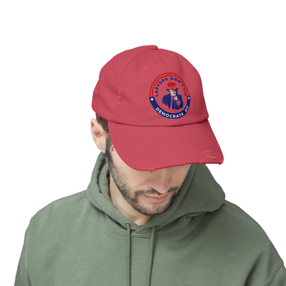 Laptops Don't Lie Democrats Do Unisex Distressed Caps, Donald Trump, Republican Cap, Political Cap, USA Flag Cap, America Cap, Election