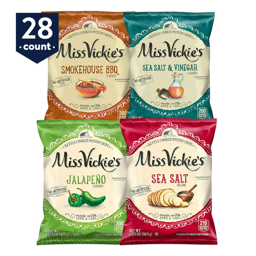 Miss Vickies Kettle Cooked Potato Chips Variety Pack, 1.375 Ounce Bags 28 Count