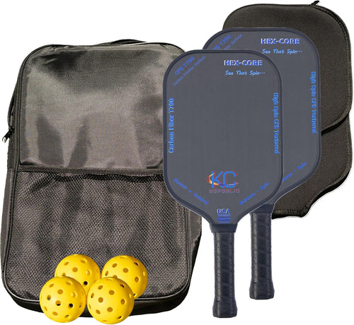 Pickleball Paddle Set – T700 Friction Carbon Fiber Paddles with Covers, 2 Thermoforming 4-Layer Rackets, 4 Outdoor Pickleballs & Carry Bag | USAPA Approved Lightweight & 16MM Polymer Honeycomb Core