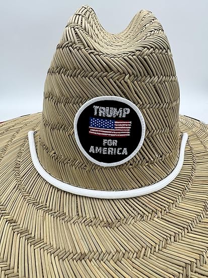 American Flag Fabric Pattern Print Straw Sunhat Men & Women, Lifeguard Hat, Beach, Swim, Cruise, Paddle Board, Boat, Fishing